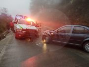 Teziutlán; patrulla de vialidad del Estado se ve involucrada en aparatoso accidente