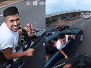 Copiloto ebrio intenta tirar a ciclista que circulaba sobre Periférico, en CDMX (VIDEO)