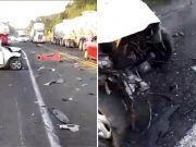 Muere familia tras choque contra pipa en autopista México-Tuxpan