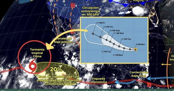 El ciclón Gilma se forma en el Pacífico; esta es su trayectoria y velocidad según el SM