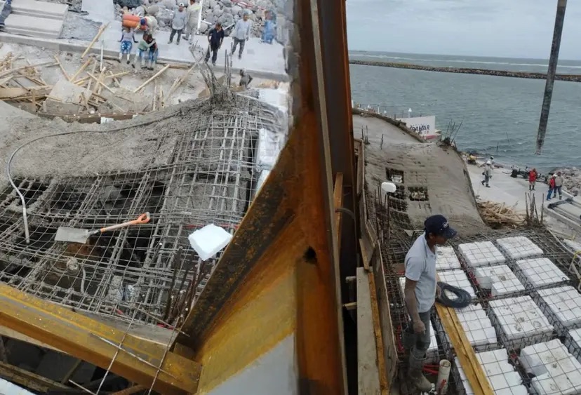 Colapsa estructura de remodelación del Aquarium de Veracruz