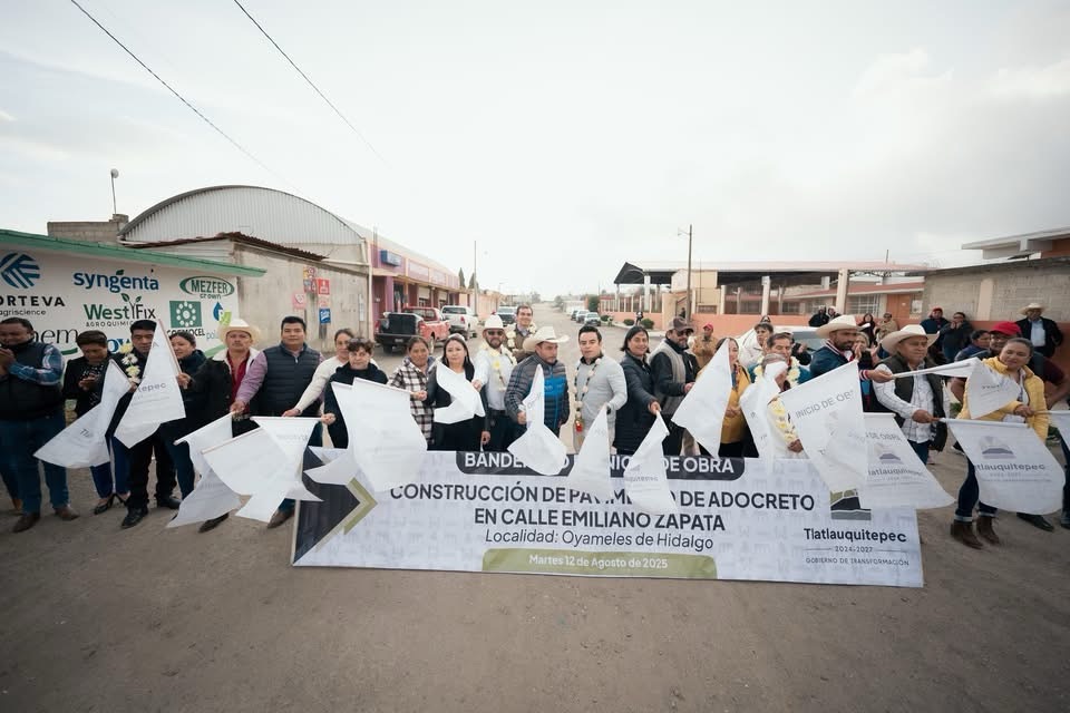 Juan Téllez impulsa infraestructura vial con nueva pavimentación en Oyameles